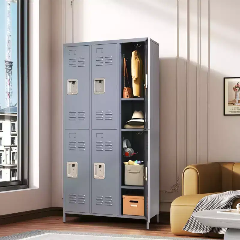 VIYET 72H 6-Door Metal Locker Cabinet, Gray Steel Storage w/ Independent Locks (for Employee/Gym/Office/School)