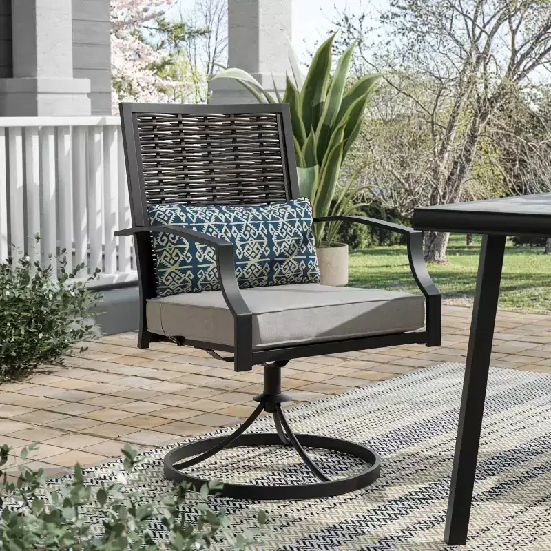 Greemotion 2pk Sintra Outdoor Swivel Rocking Patio Chair Set with Blue Lumbar Pillow Gray: Steel Frame, Fade & UV Resistant