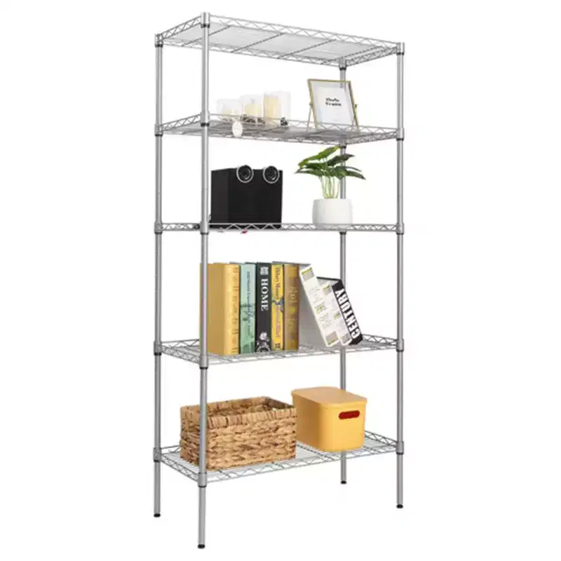 5-Shelf Storage Rack Silver Gray