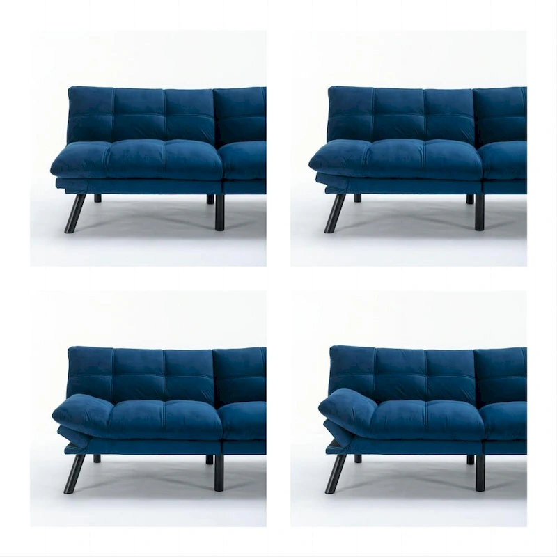 Navy Blue 70.87 Convertible Folding Sofa Bed with Adjustable Armrests