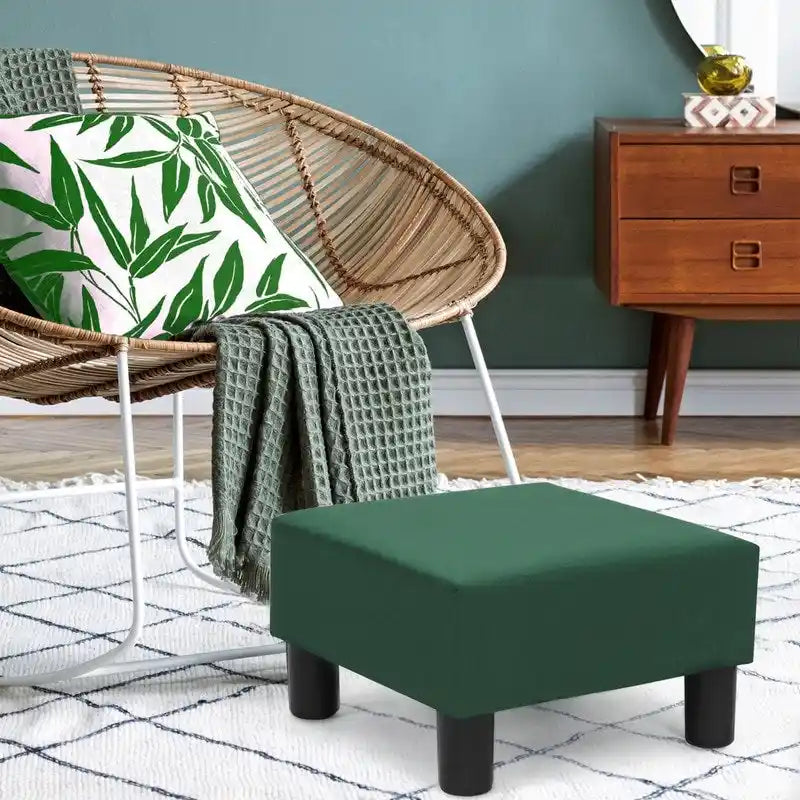 Small Square Footstool Ottoman Modern Fabric Footrest Stool