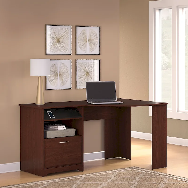 Bush Furniture Cabot 60W Home Office Corner Desk with Storage