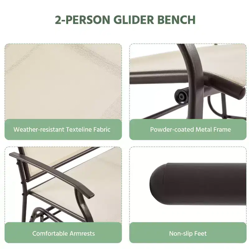 Yaheetech Patio Swing Glider Bench with Steel Frame