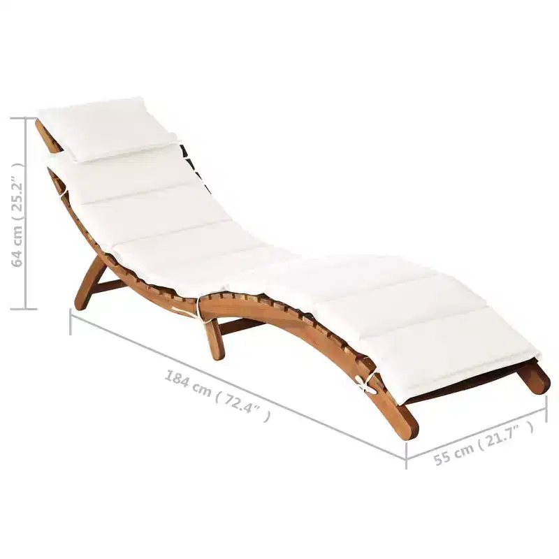 vidaXL Sun lounger21.65 x 72.44 x 25.20 in Solid Acacia Wood