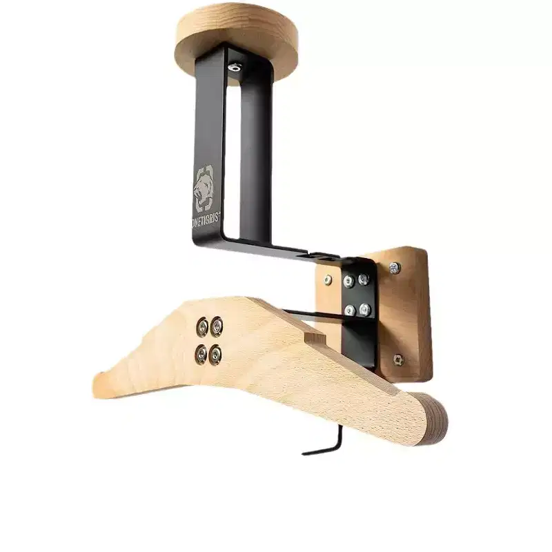 Helmet Stand, Motorcycle Helmet Holder - Solid Wood & Iron Wall Mount Rack with Hook, Max 88LBS for Tactical Gear/Racing Helmets