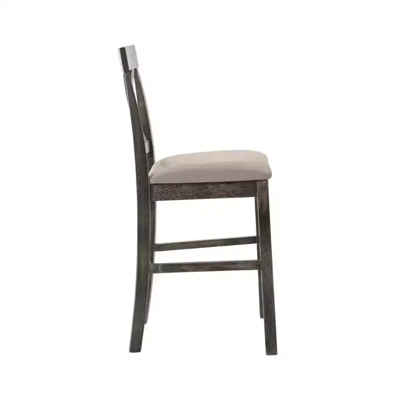 Simple Relax Set of 2 Linen Counter Height Chairs in Tan and Weathered Gray