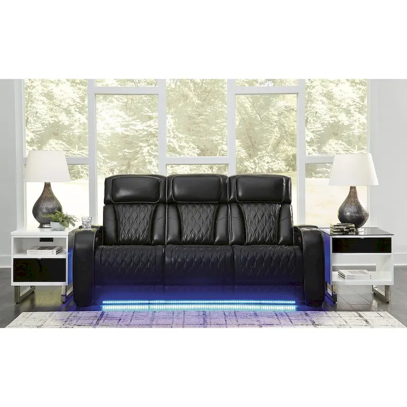 Black Power Reclining Sofa - 86W x 38D x 44H