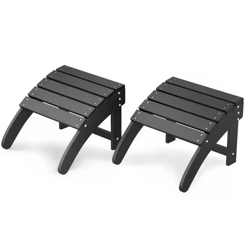 2 pcs HDPE Adirondack Ottoman Foot Rest, Weather Resistant Outdoor Footstool  Easy Care, for Patio, Porch, Lawn, Poolside, Backyard