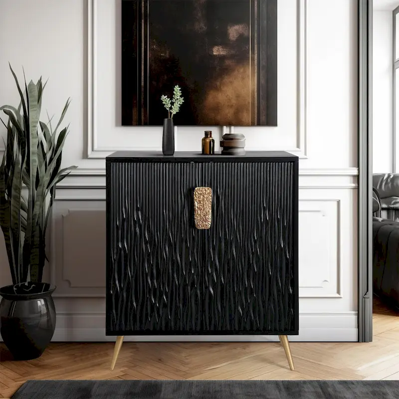Modern Glam 2-Door Accent Sideboard Entryway Cabinet Storage Dining Room Buffets Credenza Living room