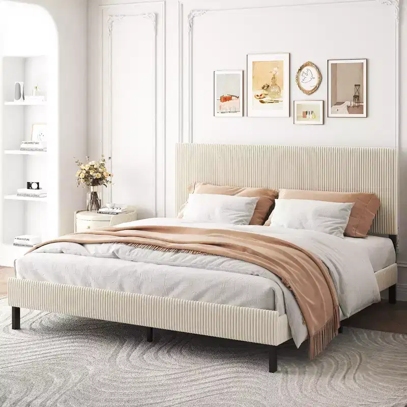 GDFStudio Olli Modern Upholstered Bed with Headboard
