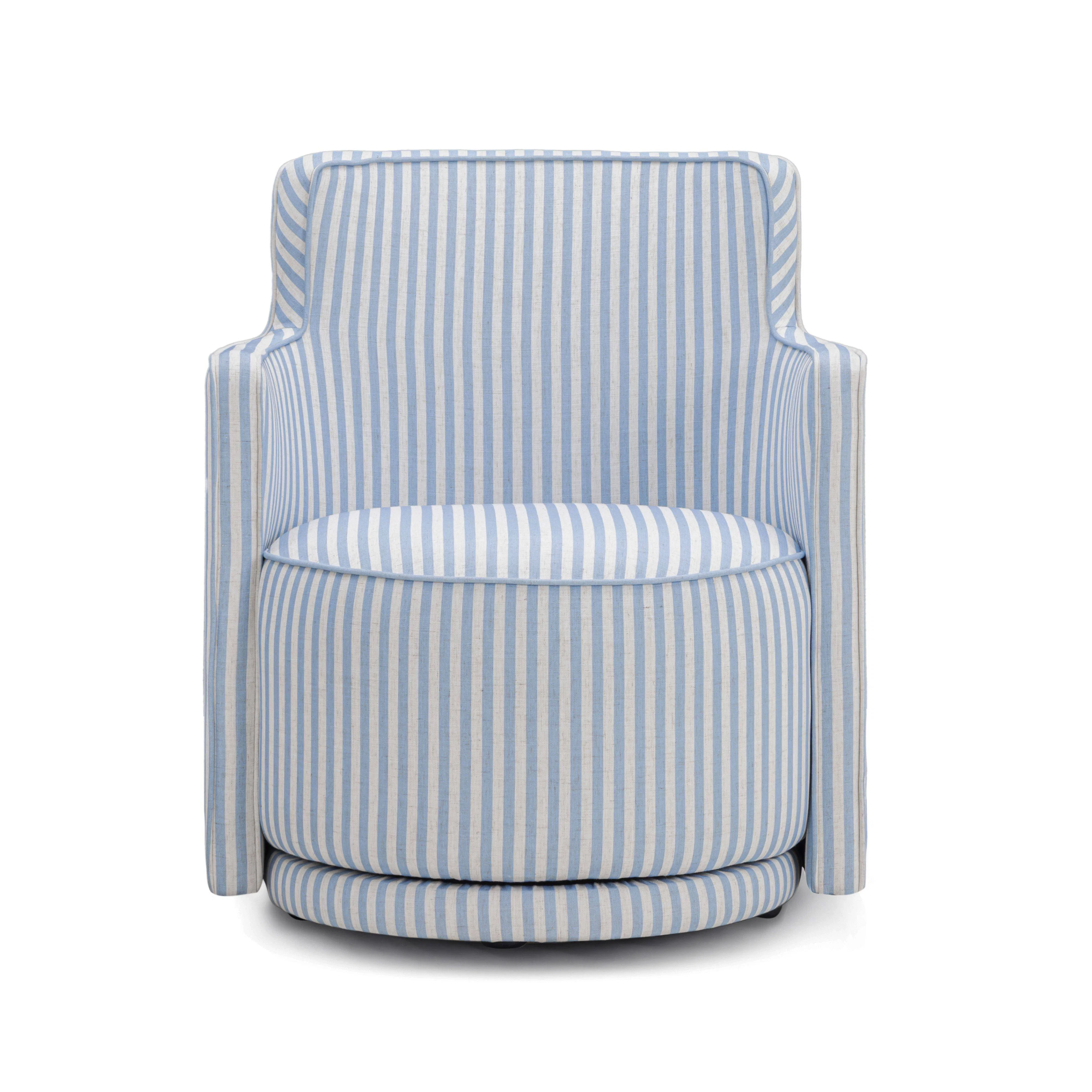 Passe Striped Linen Swivel Accent Chair
