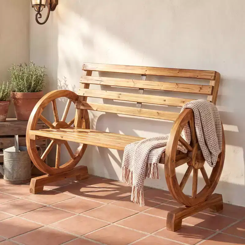 Karl Home | Vintage Wagon-Inspired Wood Patio Bench