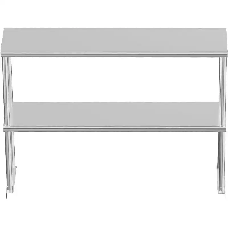 Silver Stainless Steel 2-Tier Adjustable Overshelf for Kitchen Prep Tables