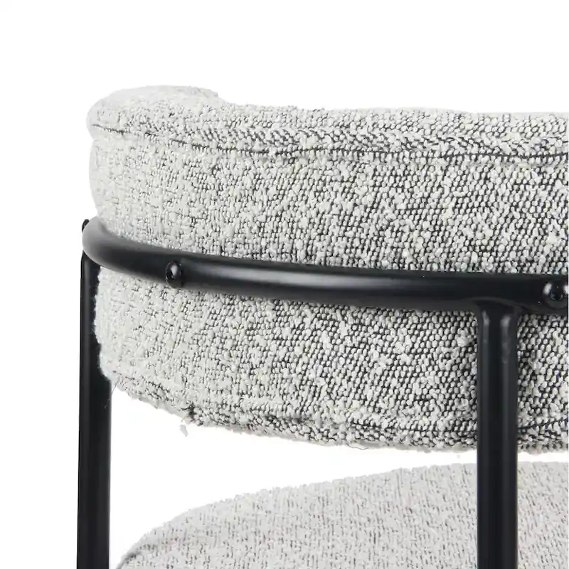 Modern Round Boucle Dining Chairs, Set Of 2