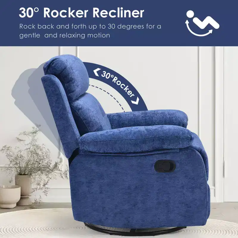 GDFStudio Janna Modern 360 Swivel Rocking Upholstered Recliner Chair