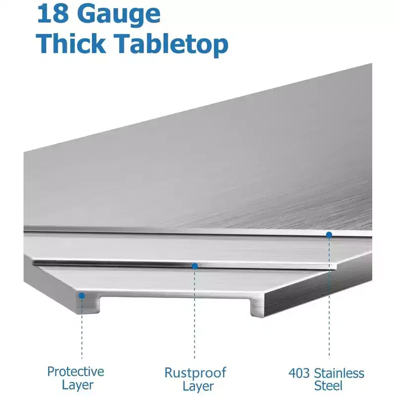 Coolmee Heavy Duty Stainless Steel Table for Prep and Work, NSF Commercial Table with Adjustable Bottom Shelf for Kitchen, Restaurant, Home, Garage