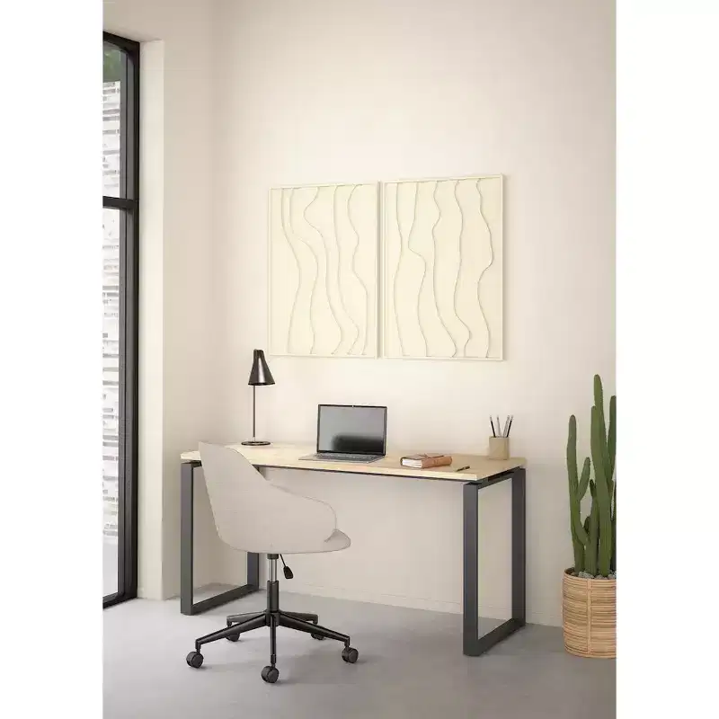 Hickory/Matte Grey, Writing Desk, 59 in., 1-Person