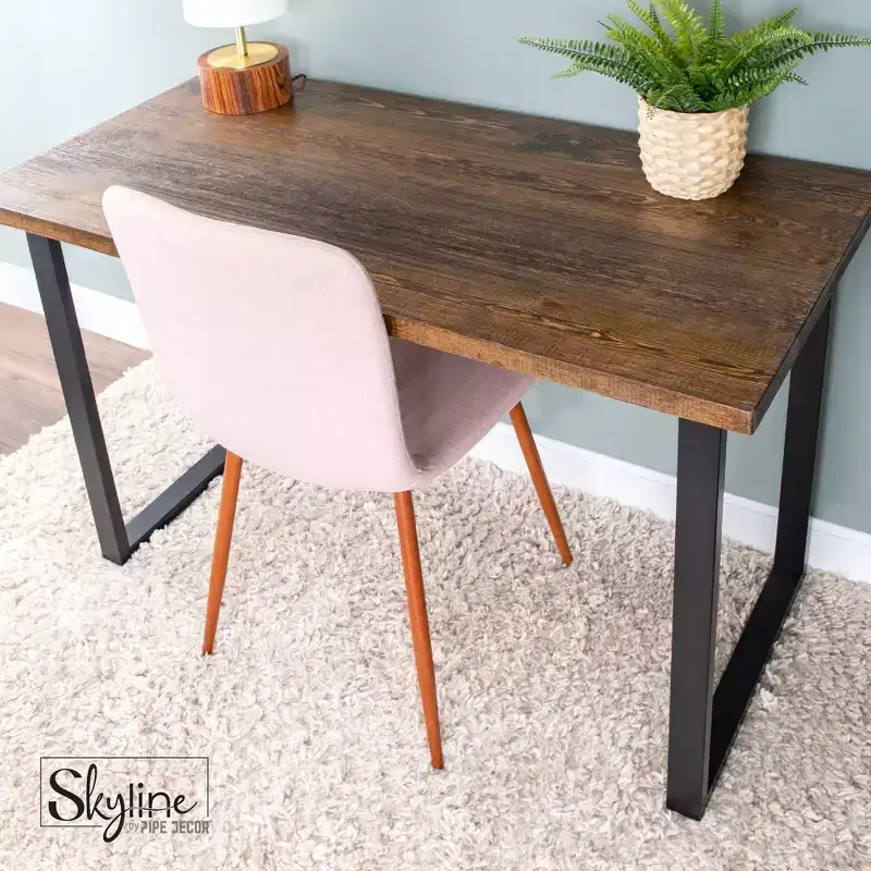 Pipe Decor 28 in. Skyline Matte Black Square Metal Landscape Dining or Desk Table Legs - 2 Pack