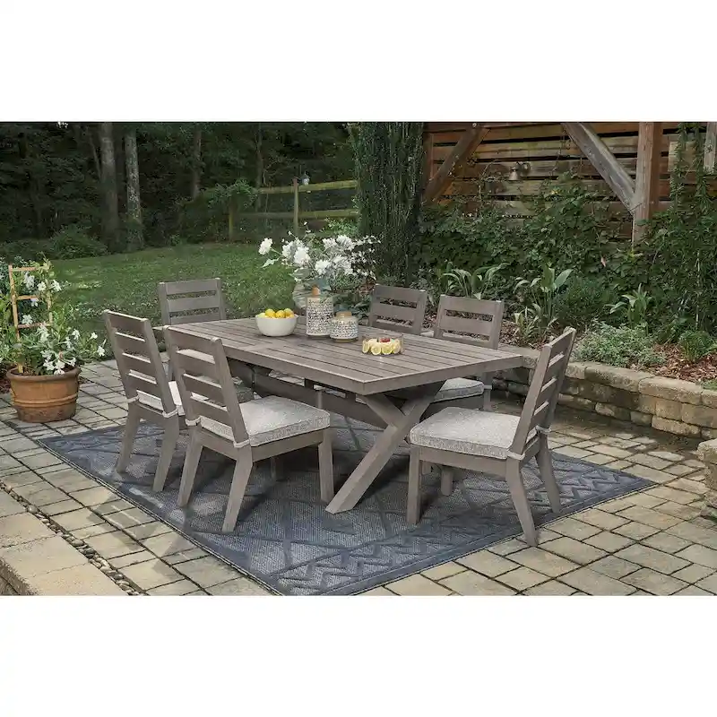 Signature Design by Ashley Hillside Barn Brown/Gray 7-Piece Outdoor Dining Package - 84 W x 42 D x 29 H