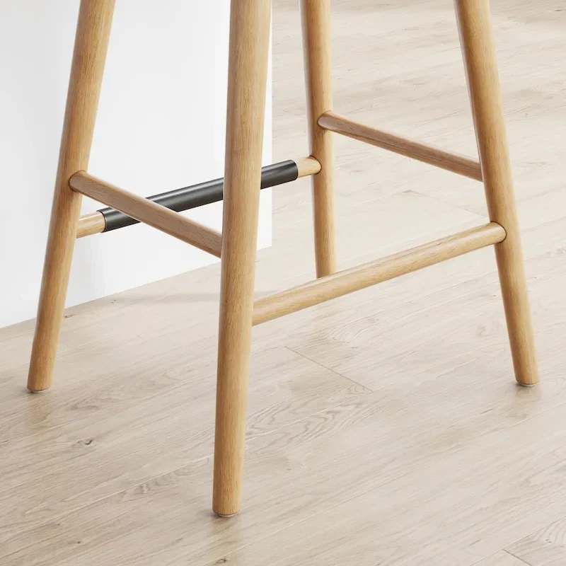 Boucle Upholstered Backless Counter Height Barstool with Cushion, Metal Legs, Modern Style