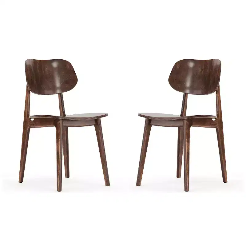 Flash Furniture Verona Set of 2 Commercial Grade Solid Wood Dining Chairs with Curved Oval Backrests