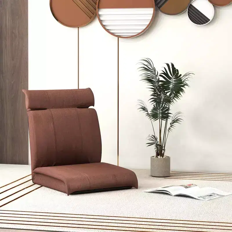 Folding Floor Chair with 14Poistion Adjustable Backrest Adjustable Headrest