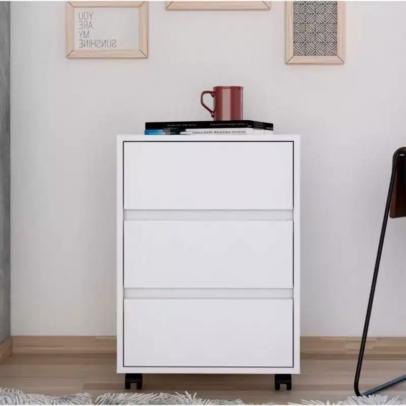 Nantong File Cabinet White - Boahaus: Modern Office Drawers, 3-Drawer Storage, Wood Laminate, Painted Finish