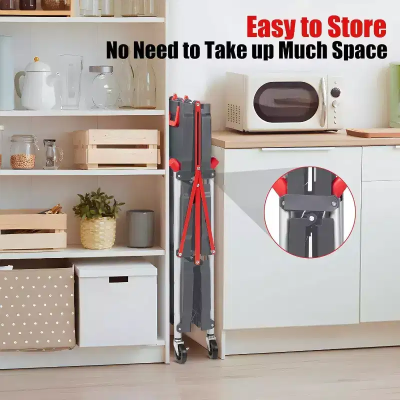 Steel 3-Tier Folding Service Cart with Lockable Wheels 32.87