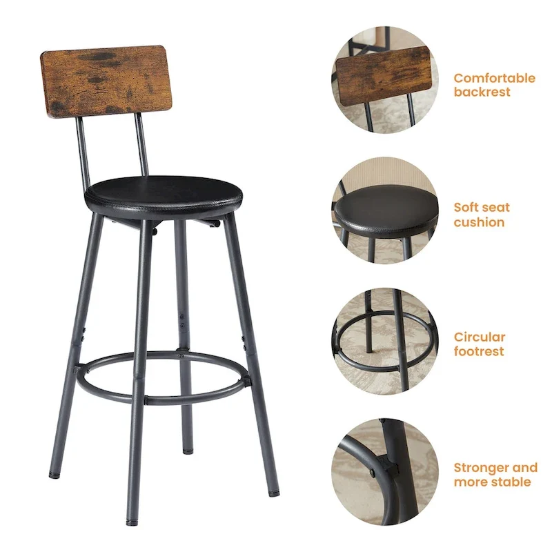7-Piece Bar Table and Chairs Set with PU Leather Stools