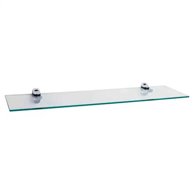 24" x 6" Glass Floating Shelf with Brackets Clear/Silver - Danya B.: Wall Mounted, Tempered, Bathroom Compatible
