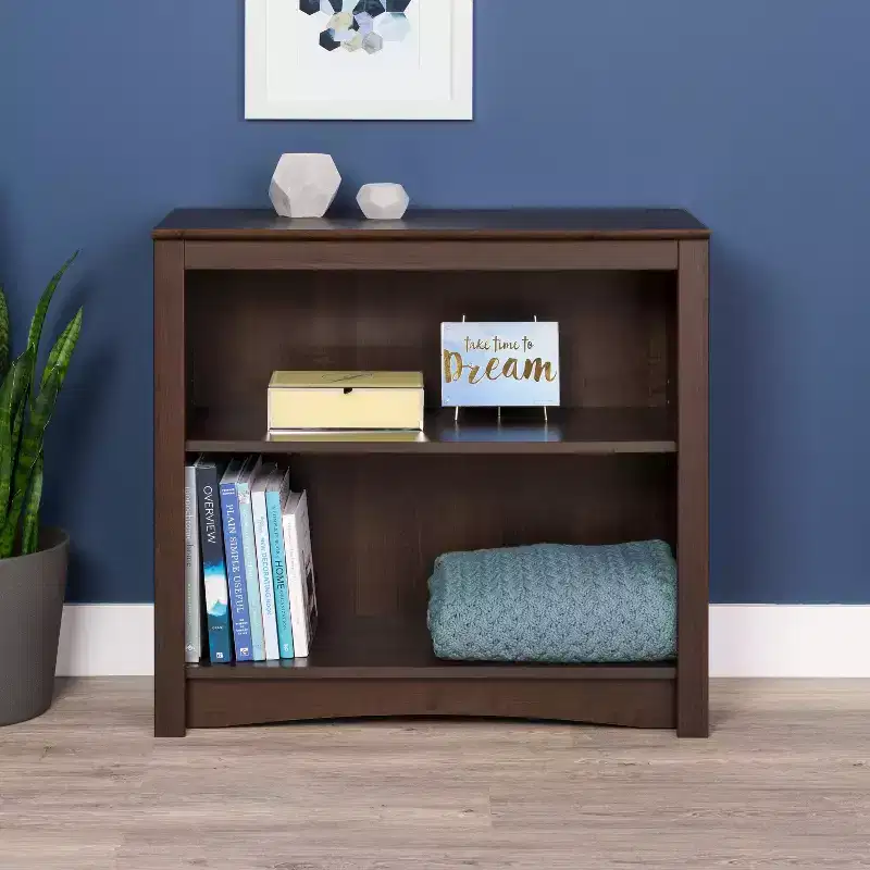 29" 2 Shelf Bookcase Espresso - Prepac: Adjustable Shelves, Laminated Finish, Wood Composite, 40 lbs Capacity