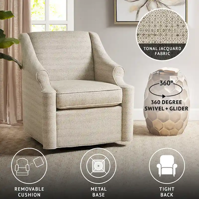Madison Park Benton Tan 360 degree Swivel Glider Chair