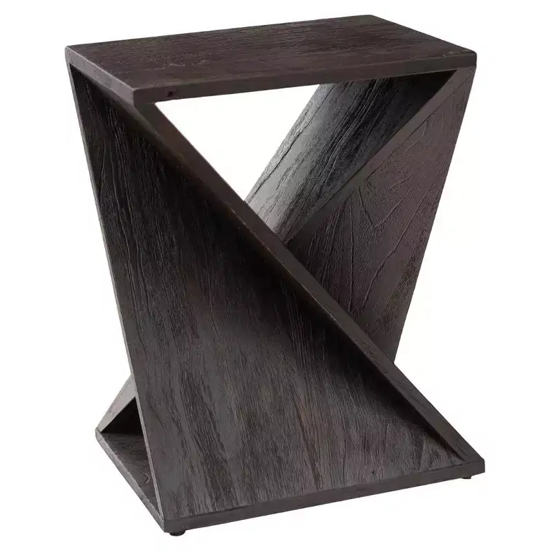 Nordic Teak Dark Shower and Bath Twisted Stool - Dark Brown