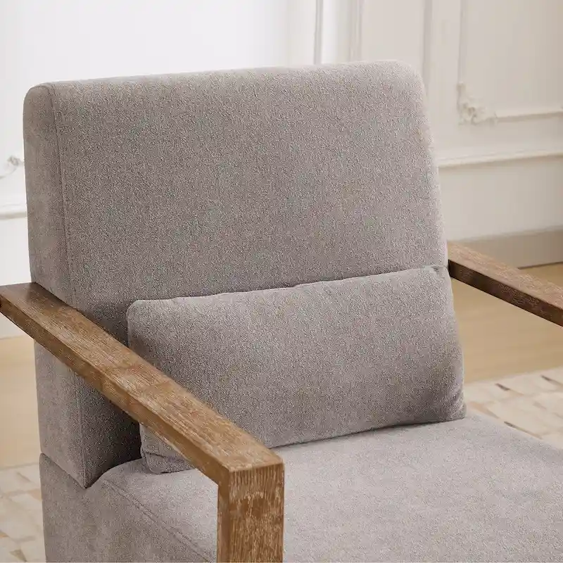 Mid-Century Boucle Upholstered Swivel Armchair With Pillow