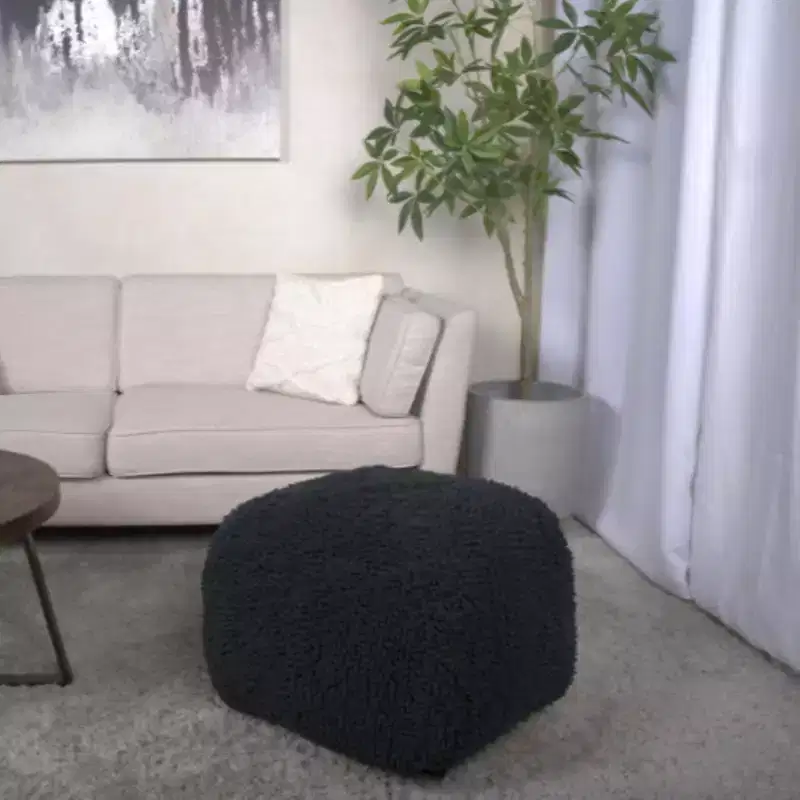 TUYOHW Modern Square Ottoman with Colorful Chenille Upholstered Spongy Pouf with Cozy Texture Plush Stepping Stool for Living Room, Bedroom