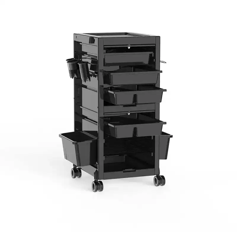 Garvee Salon Trolley Rolling Cart Lockable with 6 Trays & 3 Heat Resistant Holders & Keys