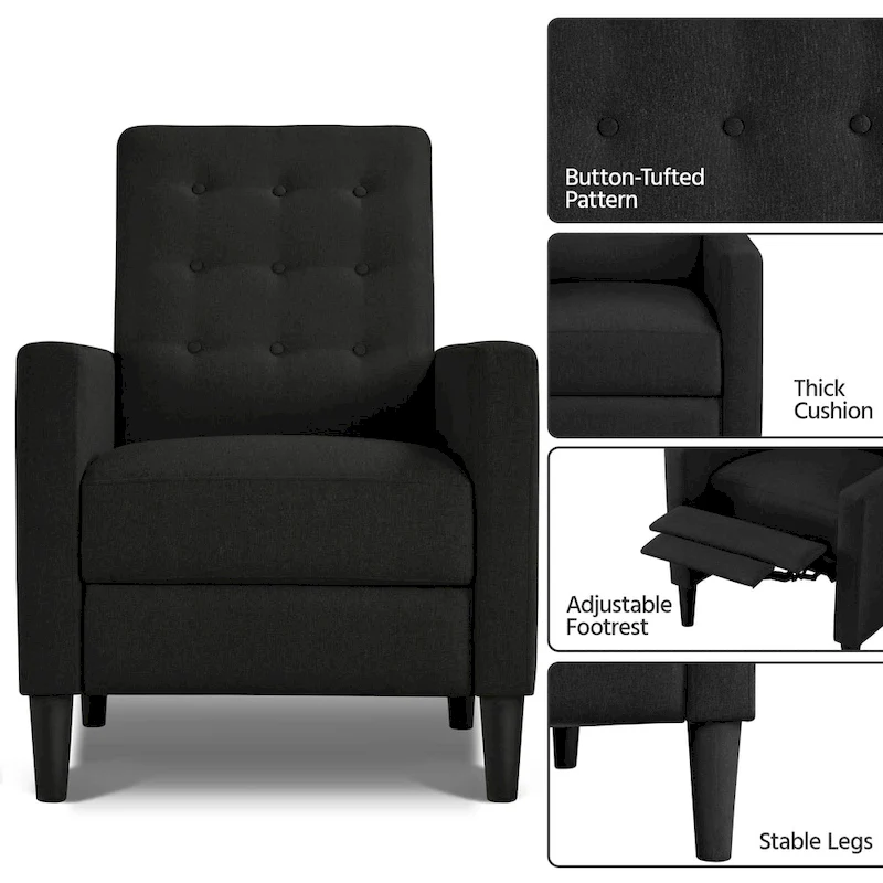 Yaheetech Fabric Recliner Sofa Single Reclining Chair Adjustable Back