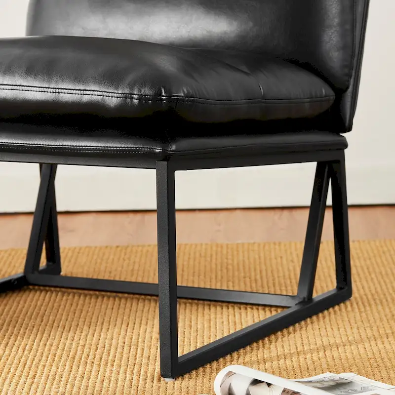 Glitzhome 30.25H Modern Soft PU Leather Armless Accent Chair