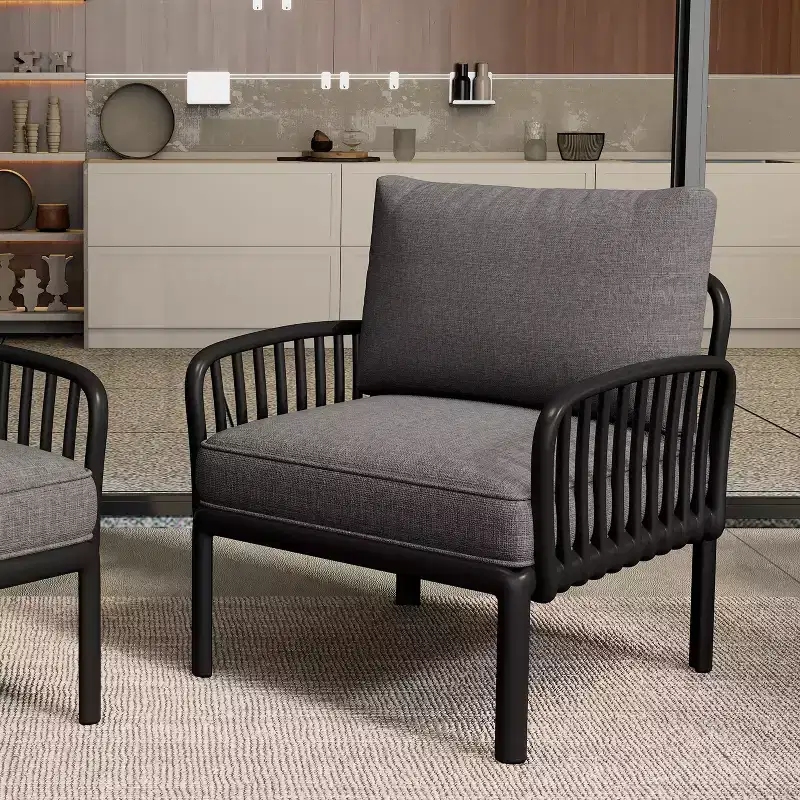 TUYOHW Minimalist Patio Accent Chairs Set of 1/2,UV-resistant Plastic Club Chairs,Waterproof Thick Cushion Seating for Backyard,,400lbs Capacity