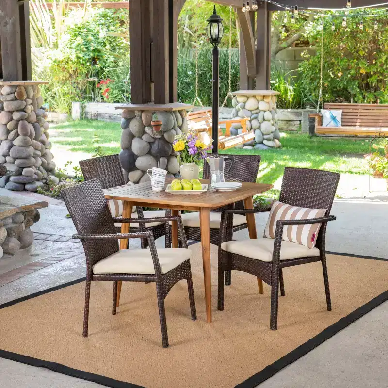 Christopher Knight Home Marias Outdoor Wicker and Acacia Wood 5 Piece Dining Set