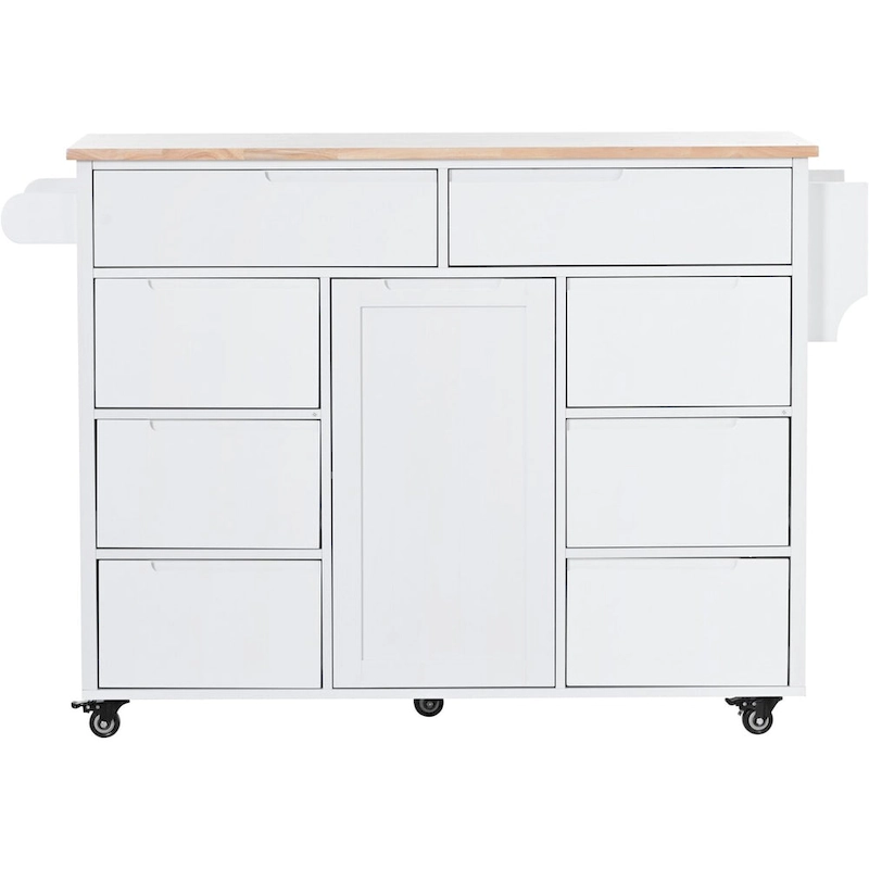 8 Drawer Rubber Wood Kitchen Island