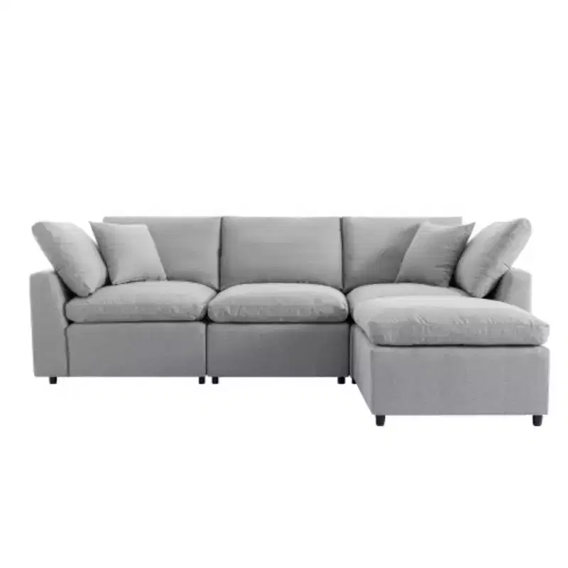 Plush Down-Filled Sectional Sofa with Convertible Design, L-Shaped Couch featuring a Reversible Chaise