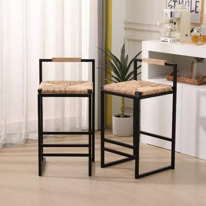 GDFStudio Ogden Rustic Iron 25 Bar Stools with Footrest (Set of 2)