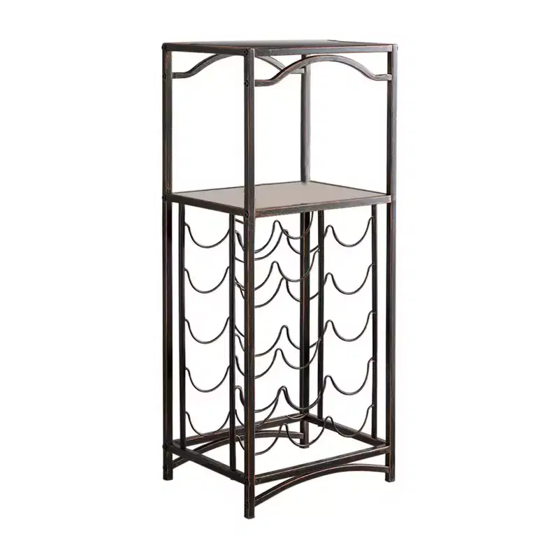 15 Bottle Capacity Metal Wine Rack Storage Organizer, Brushed Copper