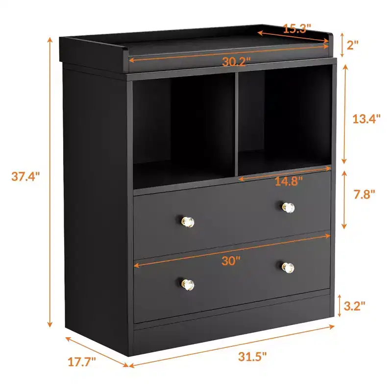 Baby Dresser with Changing Table Top, 6 Drawer Nursery & Changing Station with Changing Pad, Sturdy Wooden Baby