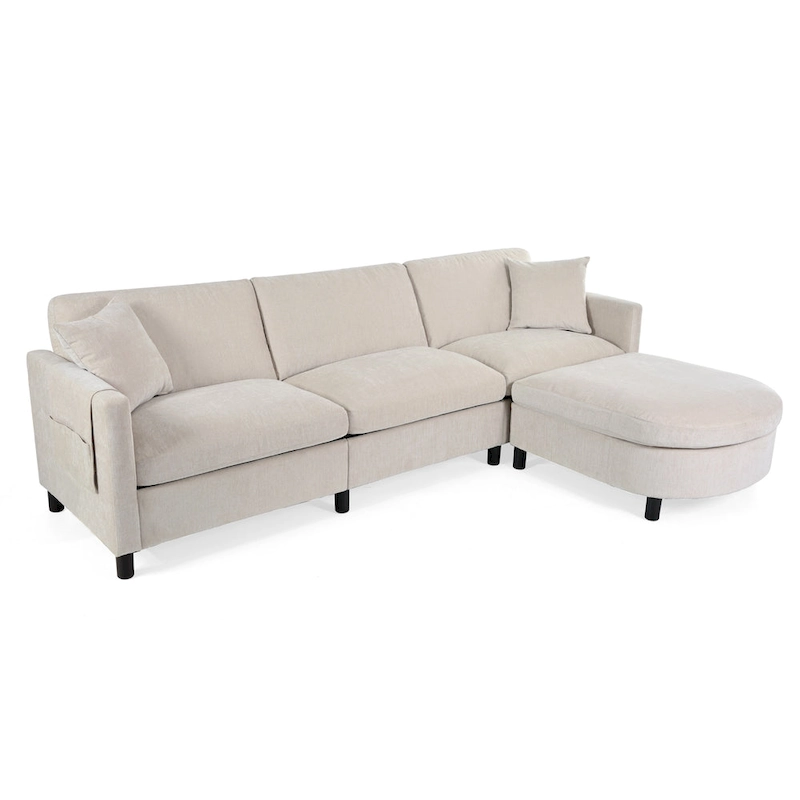 Tala Sectional Sofa Couch with Ottoman and Removable Cushion by GDFStudio