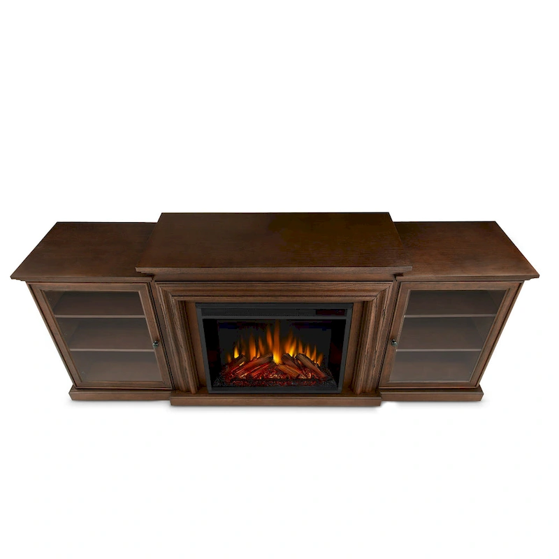 Frederick 72 Electric TV Stand Fireplace in Chestnut Oak by Real Flame - 72L x 15.5W x 30.1H