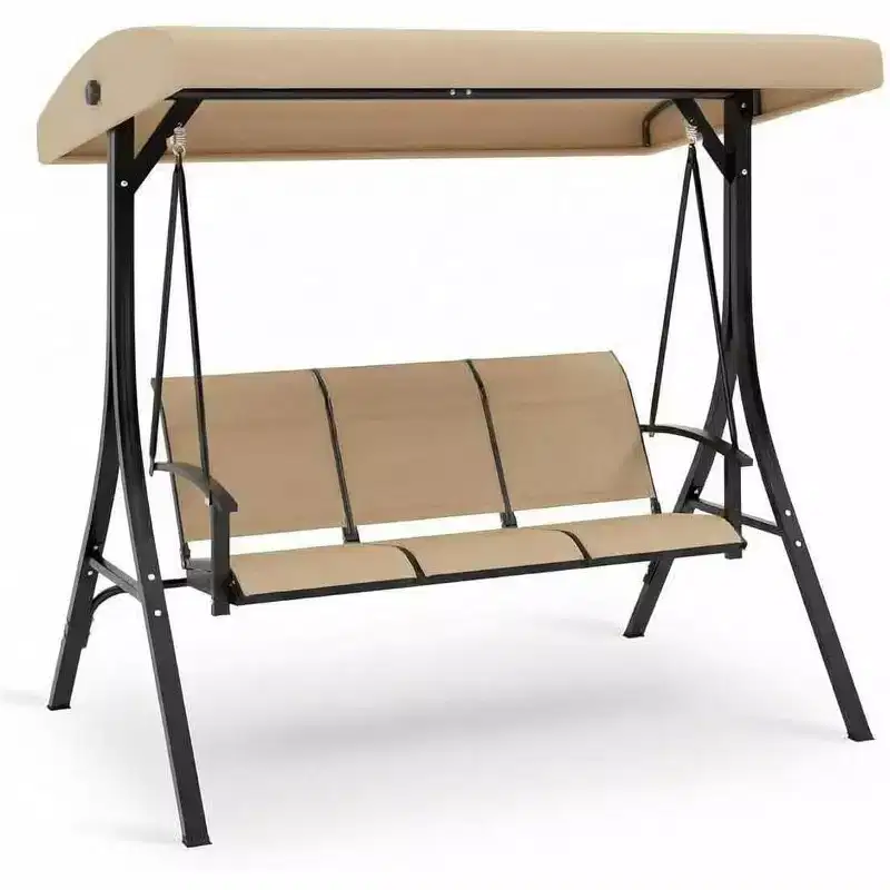 LinTimes Porch Swing with Stand and Adjustable Canopy, 600lb Capacity, Powder-Coated Metal Frame, Water-Resistant Fabric for Patio, Backyard