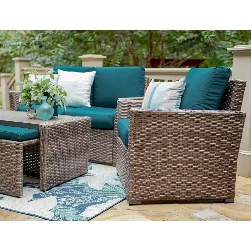 Leisure Made Newton 6pc Wicker Seating in Peacock Fabric