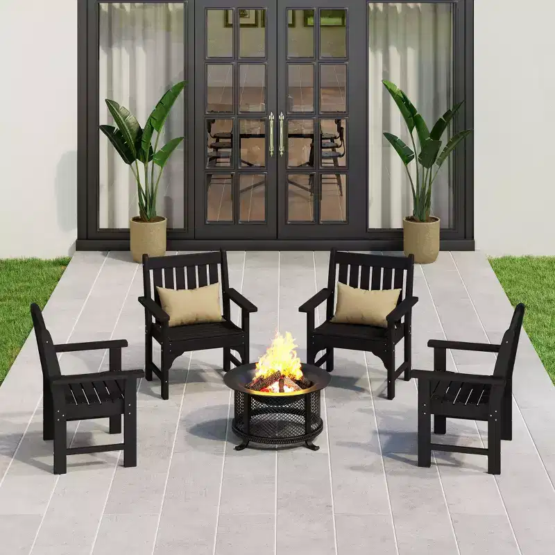 WestinTrends Outdoor Patio HDPE Adirondack Dining Arm Chairs (Set of 4)